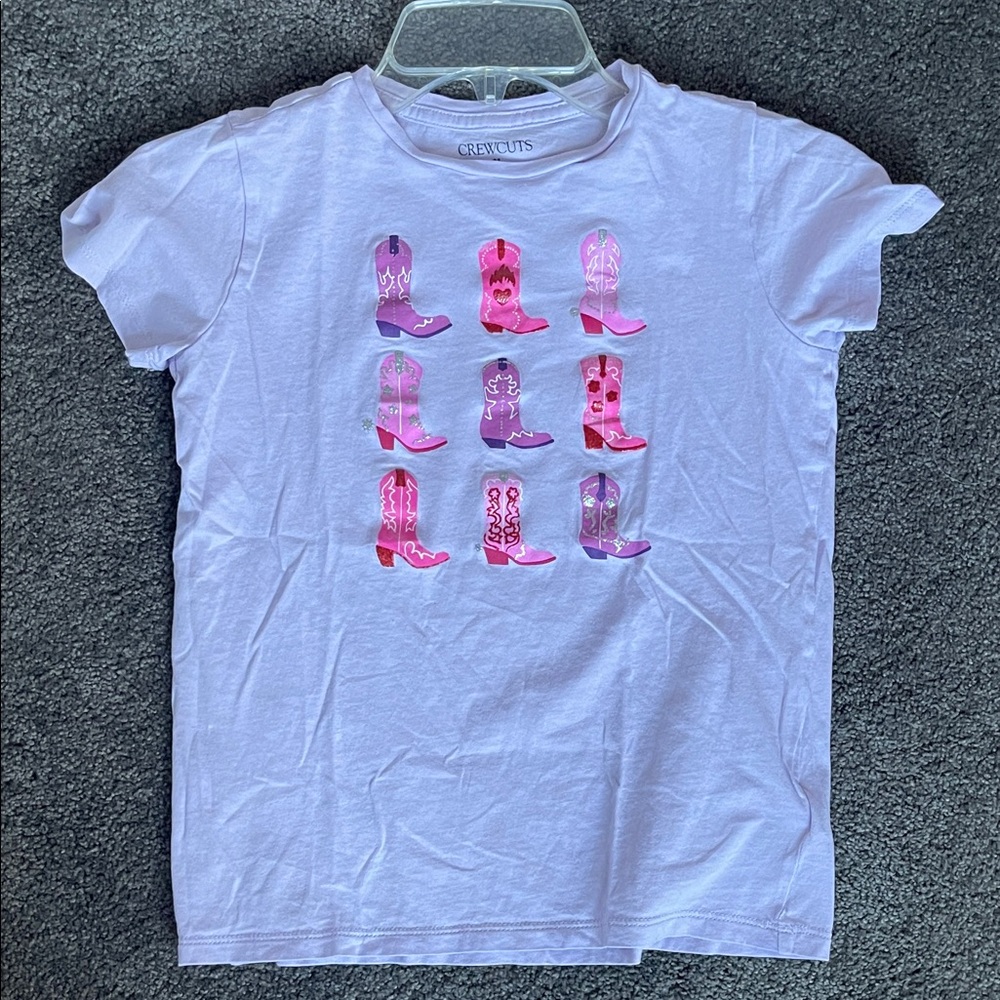 Crewcuts Lavender Cowgirl Boots Tee | Graphic T-Shirt | Girls Large (10–12)